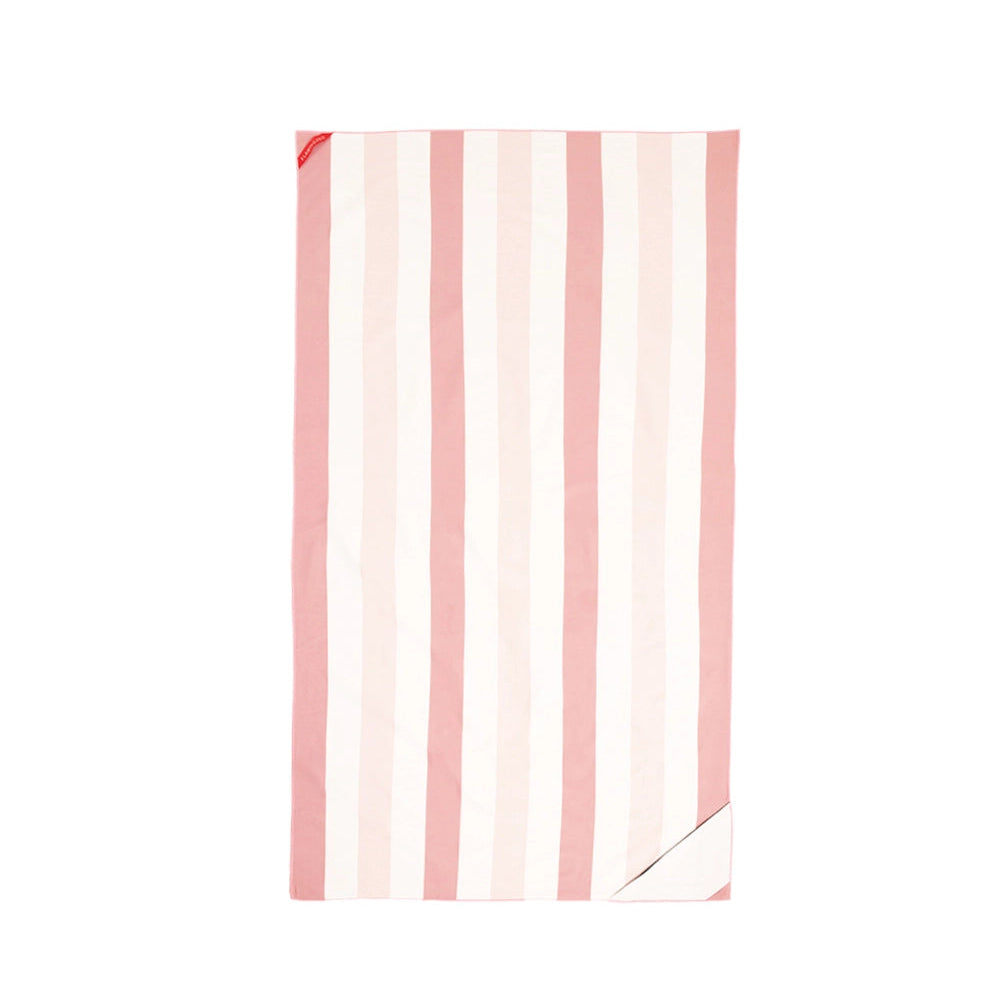 Striped Microfiber Beach Towel – Fast Drying with Zip Pocket