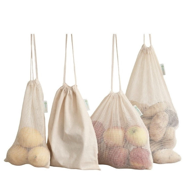 Reusable Produce Mesh Bags – Set of 8 (Organic Cotton)