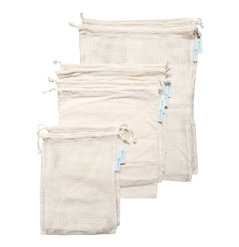 Reusable Produce Mesh Bags – Set of 8 (Organic Cotton)