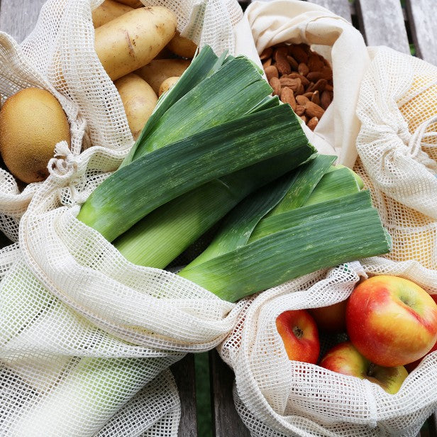 Reusable Produce Mesh Bags – Set of 8 (Organic Cotton)